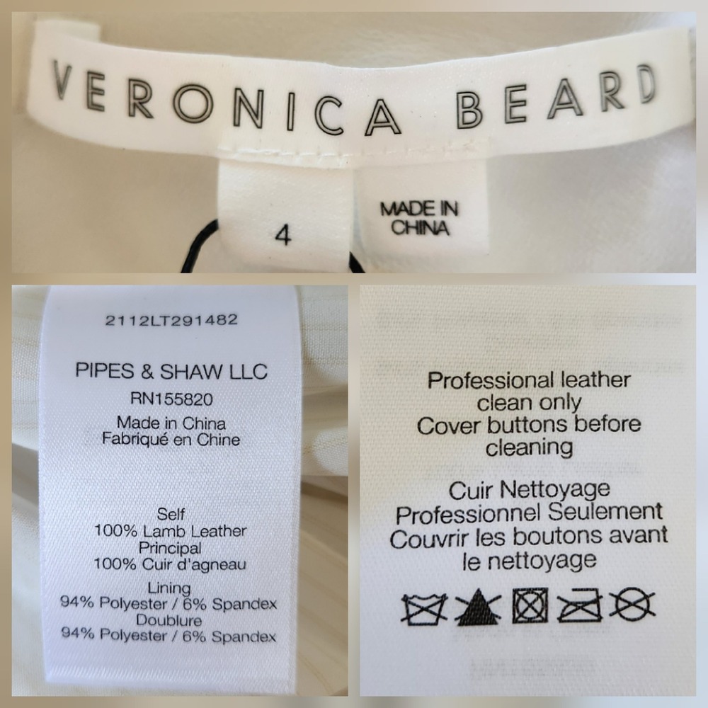 Veronica Beard Genuine Leather Dickie Jacket 4 Bone Chic Neutral Quiet Luxury - Picture 15 of 16